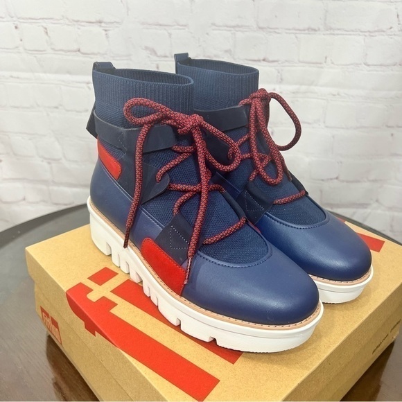 FIT FLOP GLACE KNIT ANKLE BOOTS in midnight blue size 7. - Picture 15 of 15